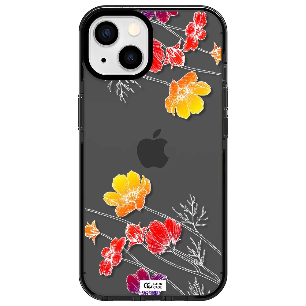 Hibiscus Flower Apple iPhone 13 impact Smoke Black Case