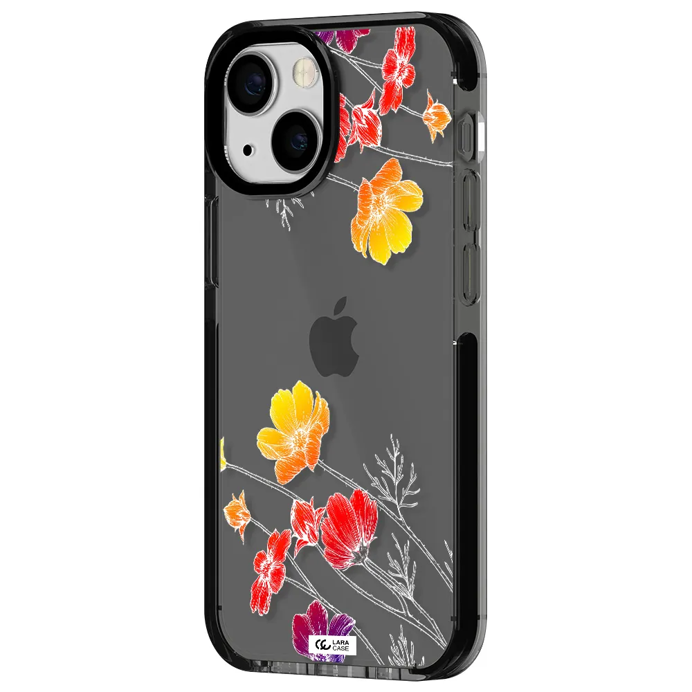 Hibiscus Flower Apple iPhone 13 mini impact Smoke Black Case