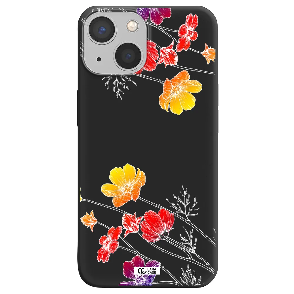 Hibiscus Flower Apple iPhone 13 mini Silicone black Case