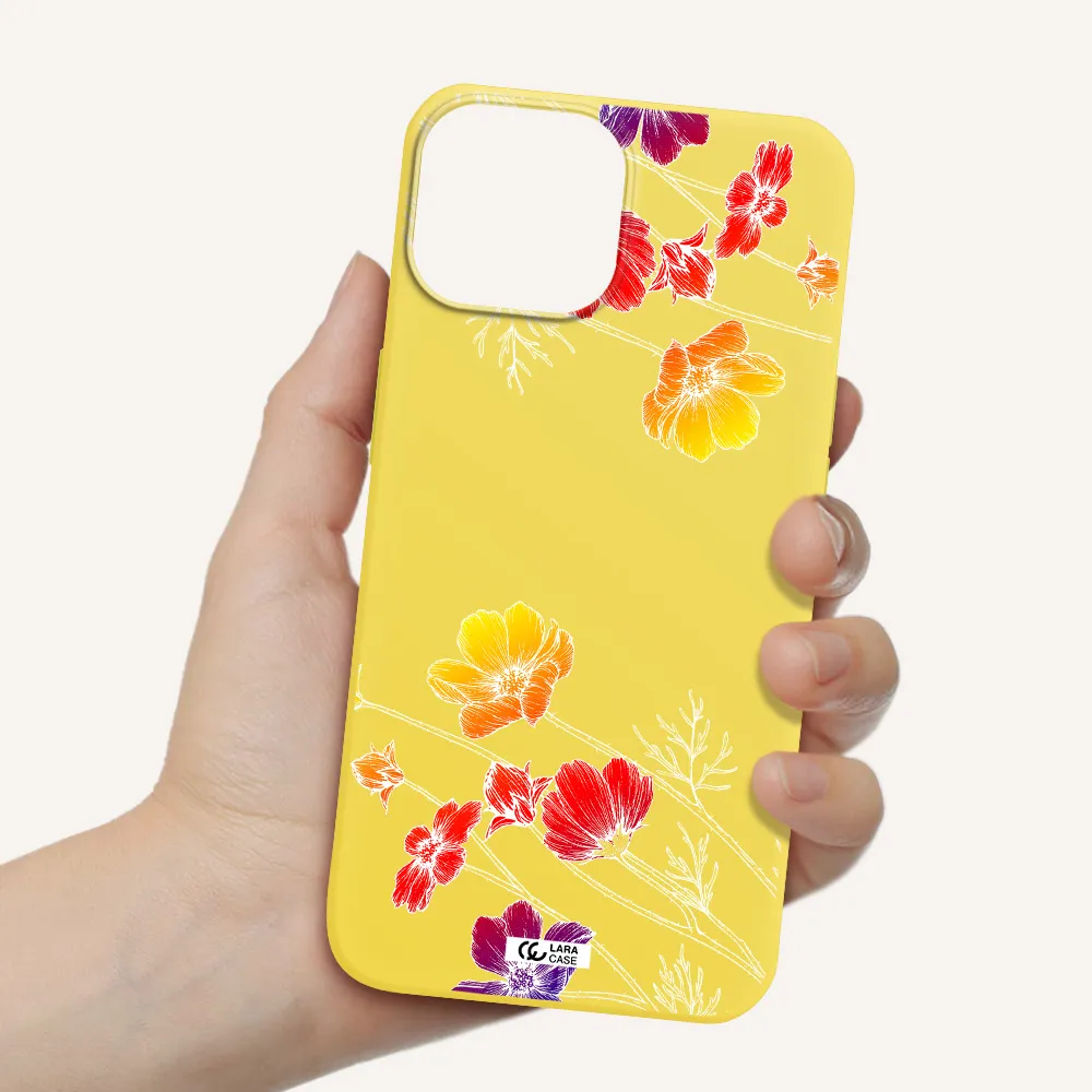 Hibiscus Flower Apple iPhone 13 mini Silicone canary yellow Case