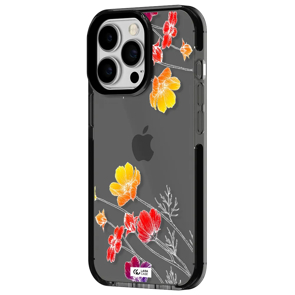Hibiscus Flower Apple iPhone 13 Pro impact Smoke Black Case