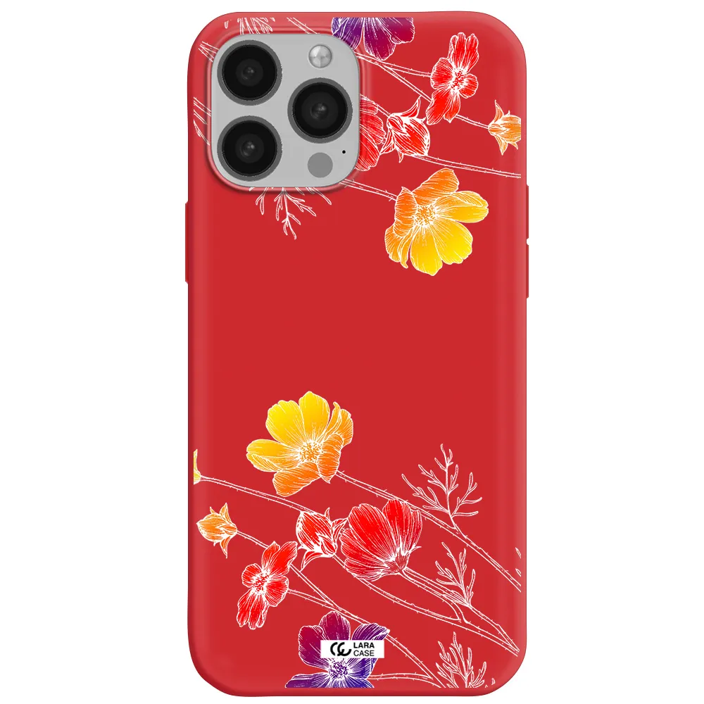 Hibiscus Flower Apple iPhone 13 Pro Max Silicone Imperial Red Case
