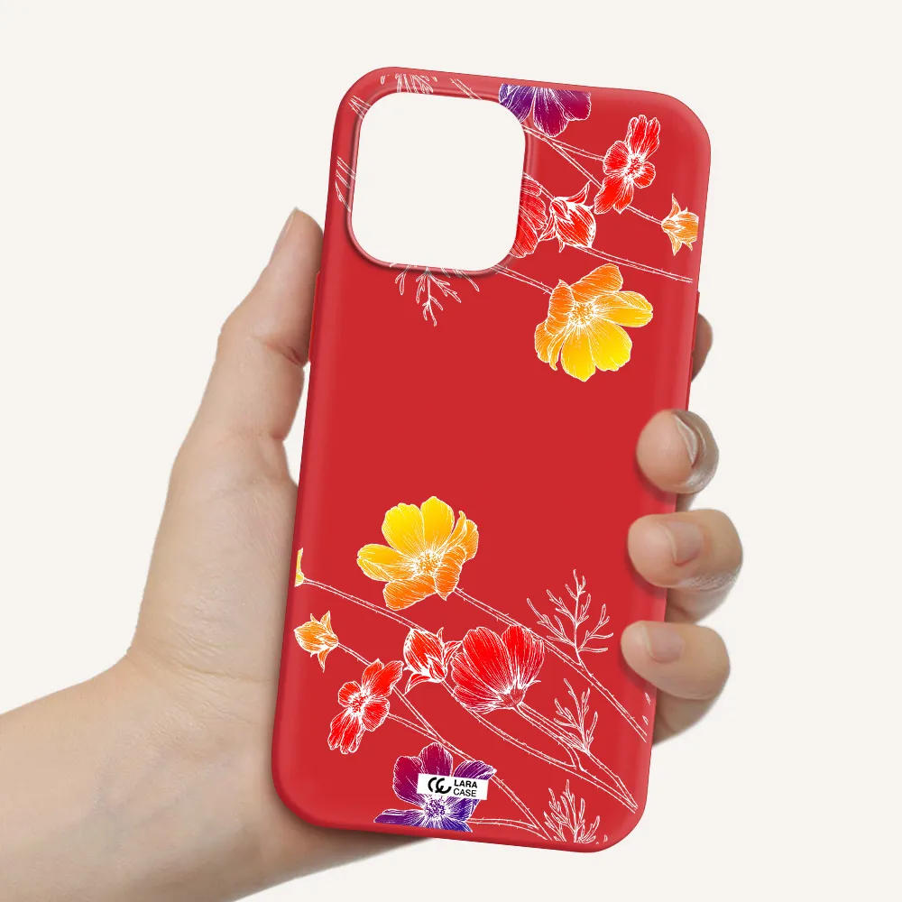 Hibiscus Flower Apple iPhone 13 Pro Max Silicone Imperial Red Case