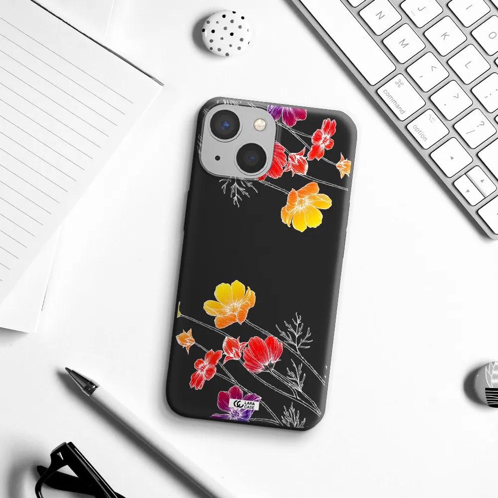 Hibiscus Flower Apple iPhone 13 Silicone black Case
