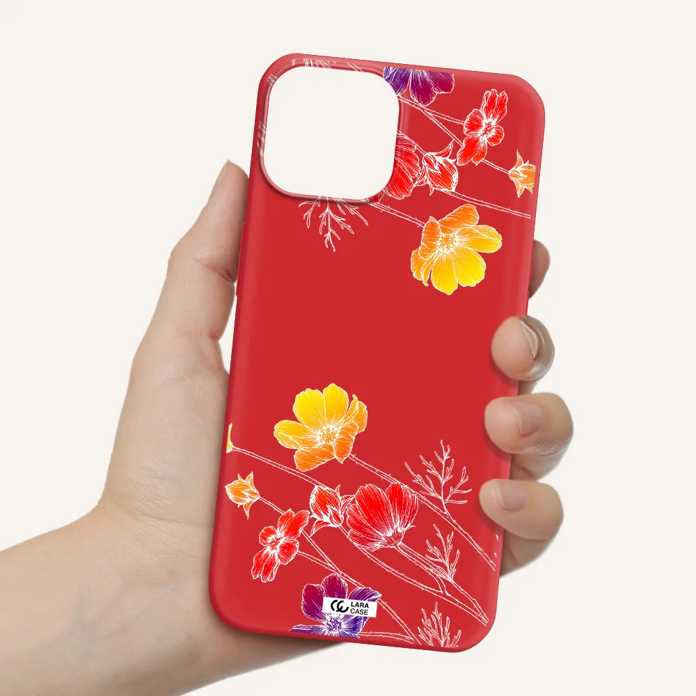 Hibiscus Flower Apple iPhone 13 Silicone Imperial Red Case