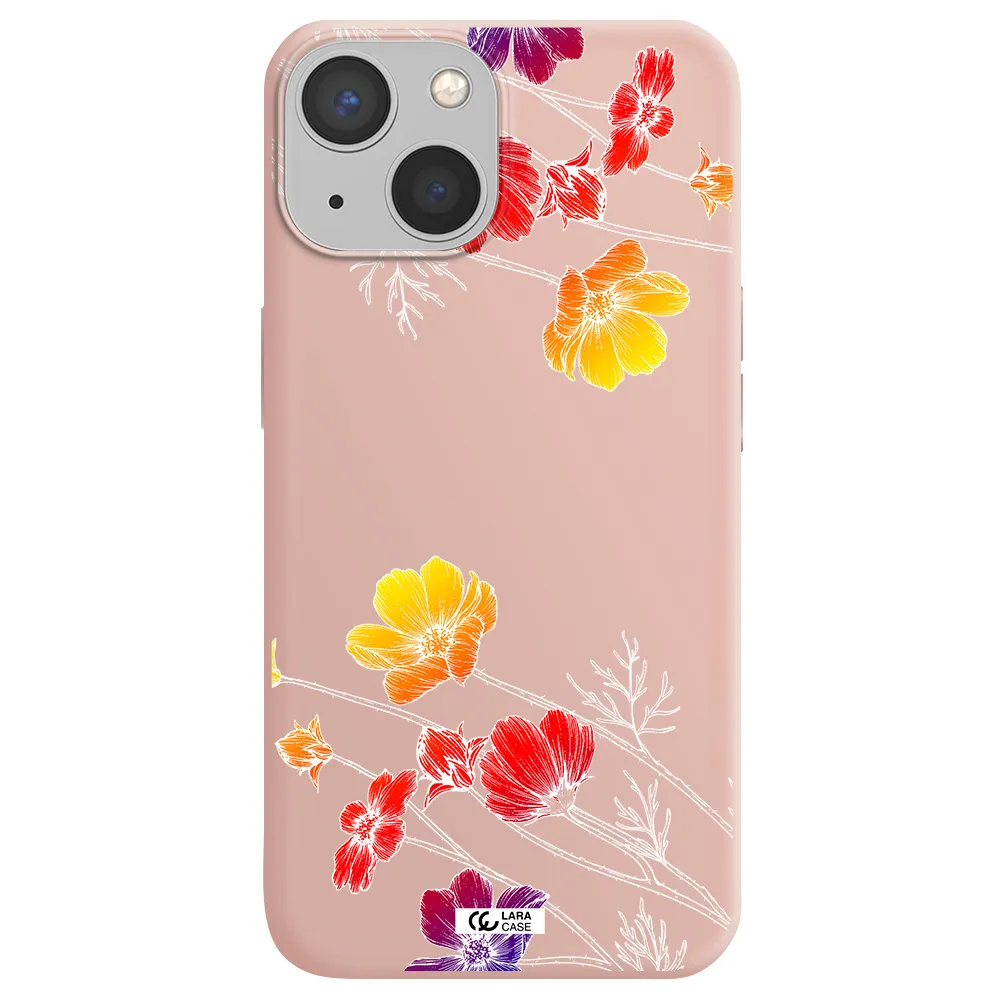 Hibiscus Flower Apple iPhone 13 Silicone pastel pink Case