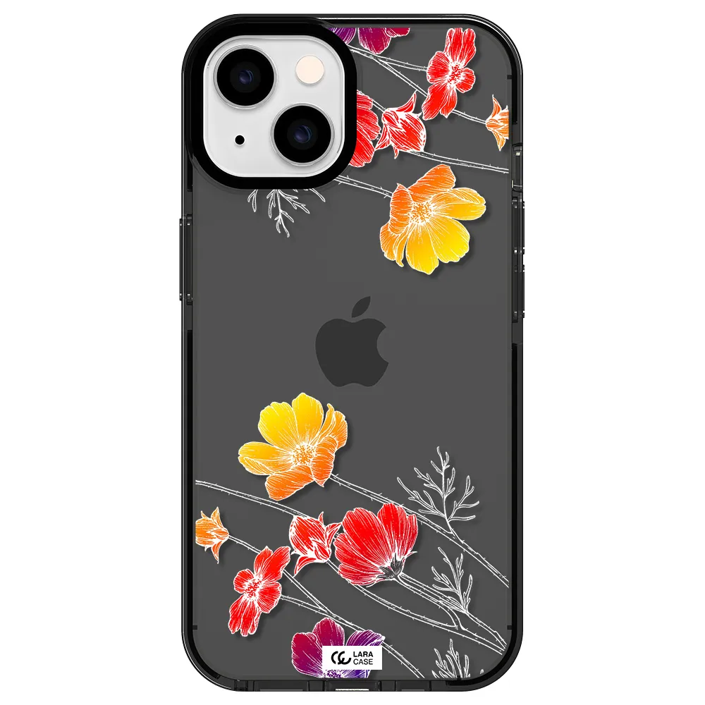 Hibiscus Flower Apple iPhone 14 impact Smoke Black Case