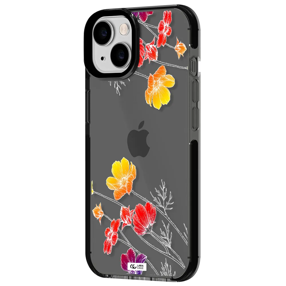 Hibiscus Flower Apple iPhone 14 impact Smoke Black Case