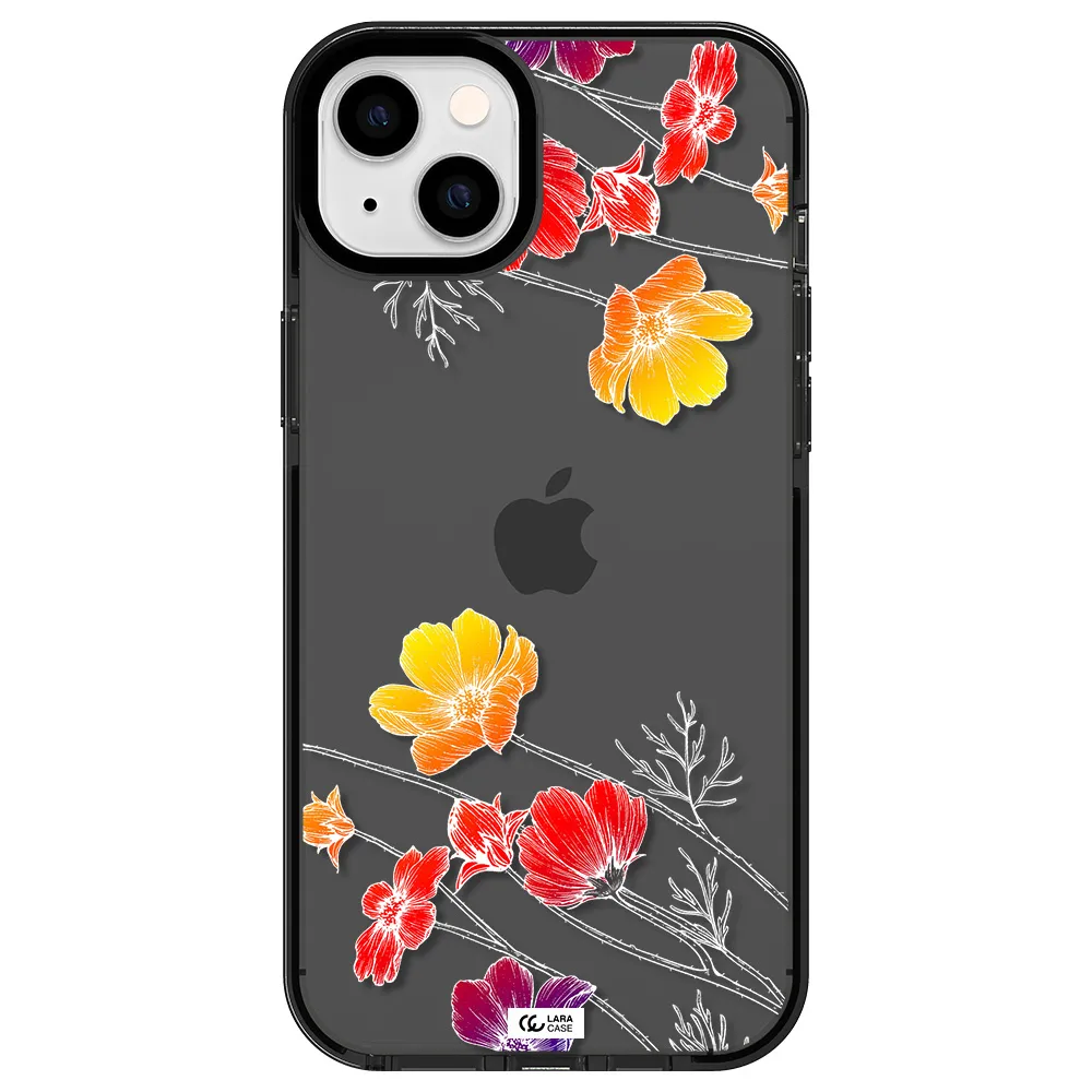 Hibiscus Flower Apple iPhone 14 plus impact Smoke Black Case