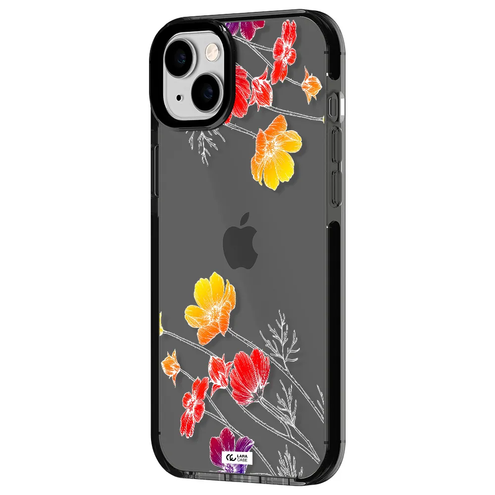 Hibiscus Flower Apple iPhone 14 plus impact Smoke Black Case