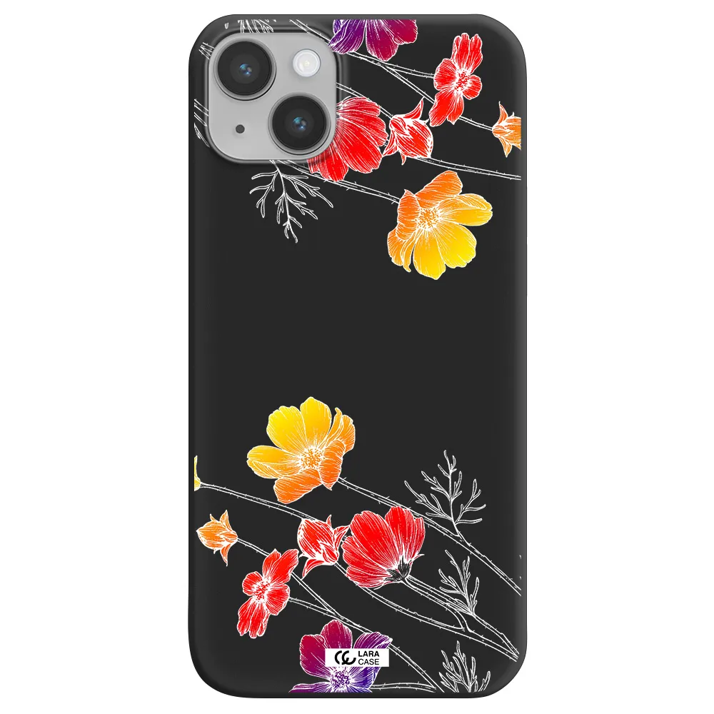 Hibiscus Flower Apple iPhone 14 plus Silicone black Case