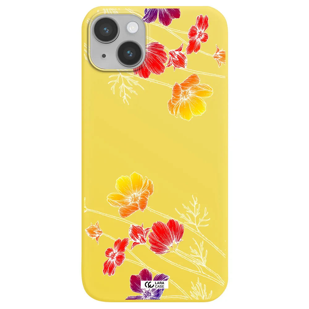 Hibiscus Flower Apple iPhone 14 plus Silicone canary yellow Case