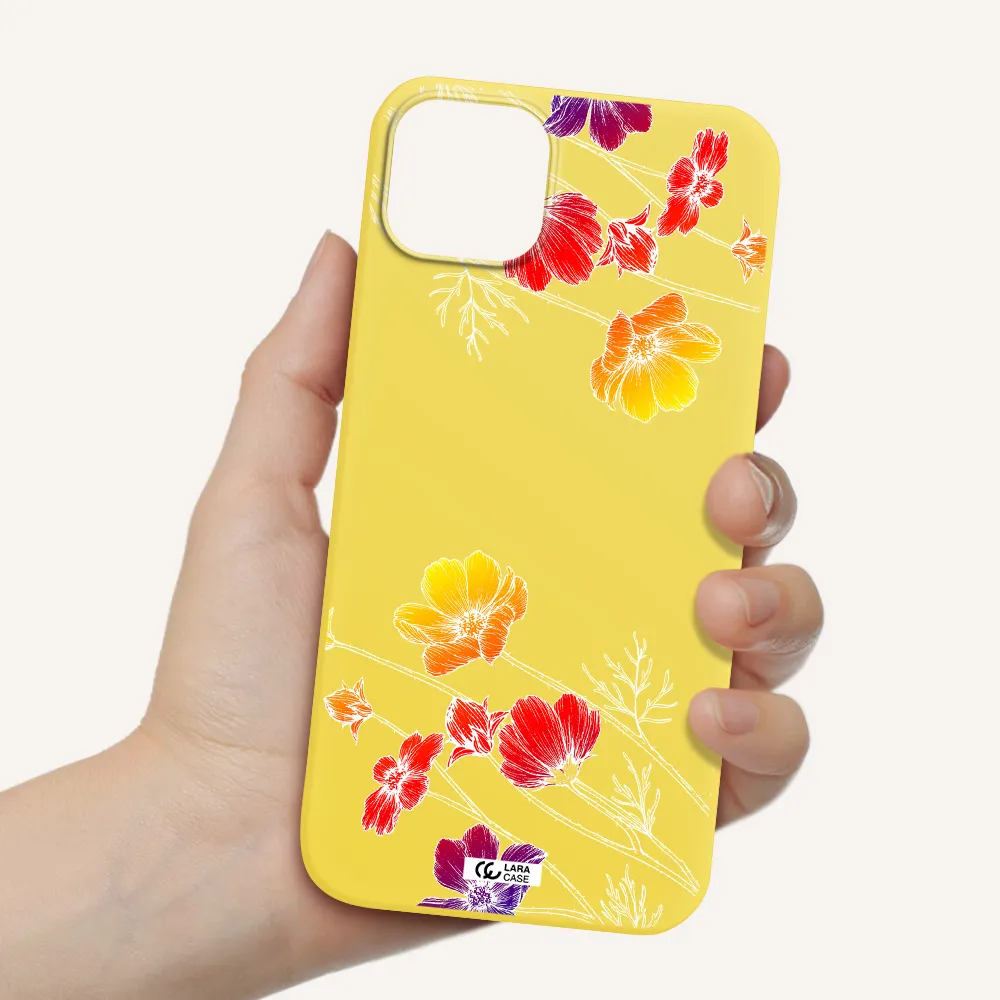 Hibiscus Flower Apple iPhone 14 plus Silicone canary yellow Case