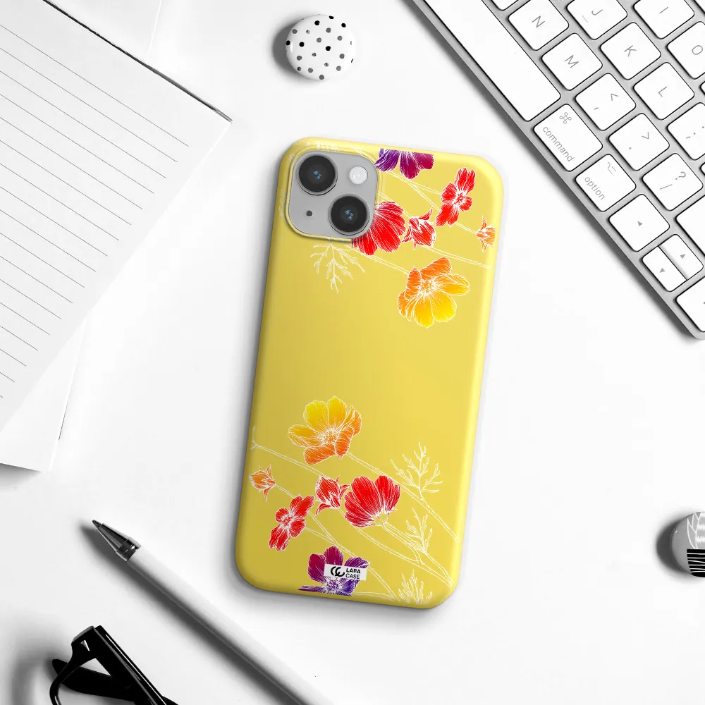 Hibiscus Flower Apple iPhone 14 plus Silicone canary yellow Case