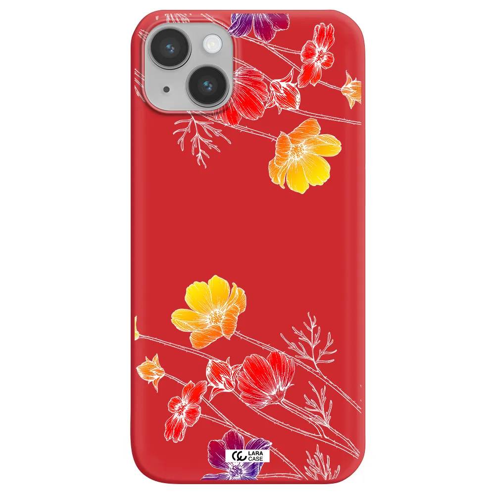 Hibiscus Flower Apple iPhone 14 plus Silicone Imperial Red Case