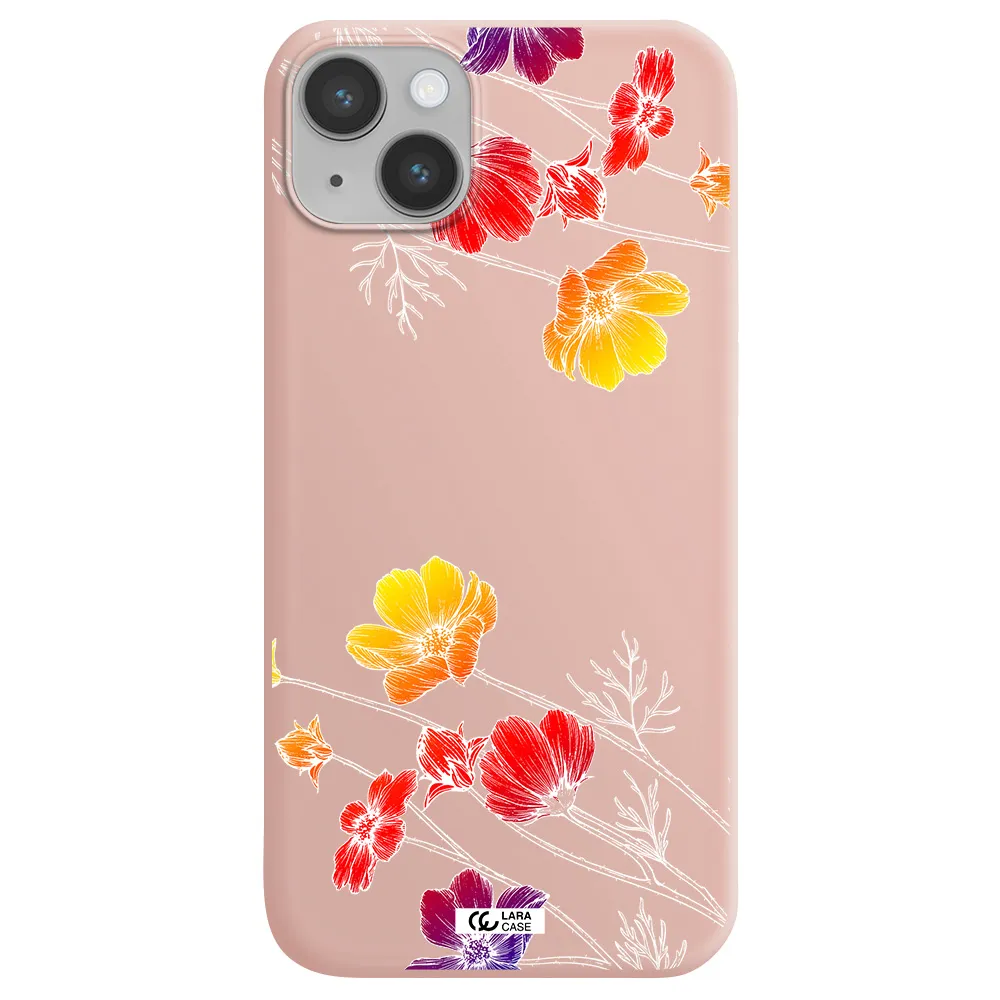 Hibiscus Flower Apple iPhone 14 plus Silicone pastel pink Case