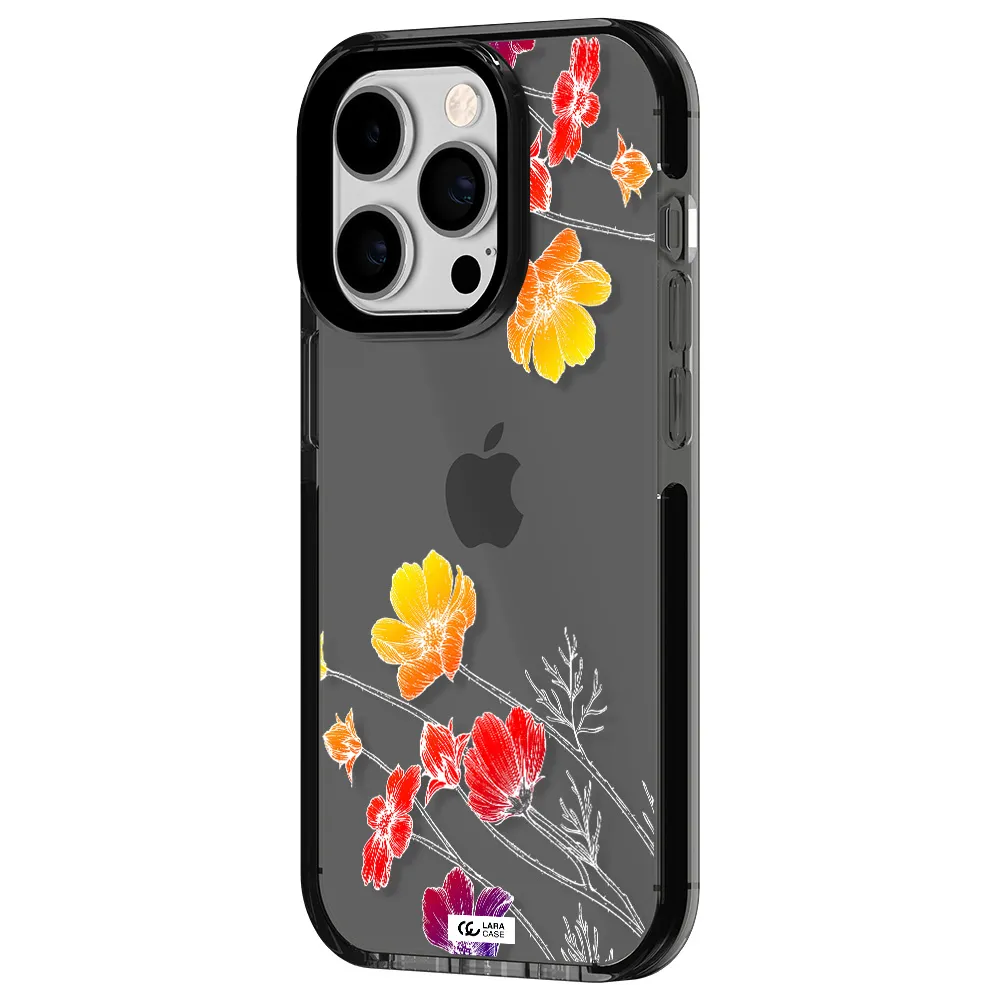 Hibiscus Flower Apple iPhone 14 pro impact Smoke Black Case