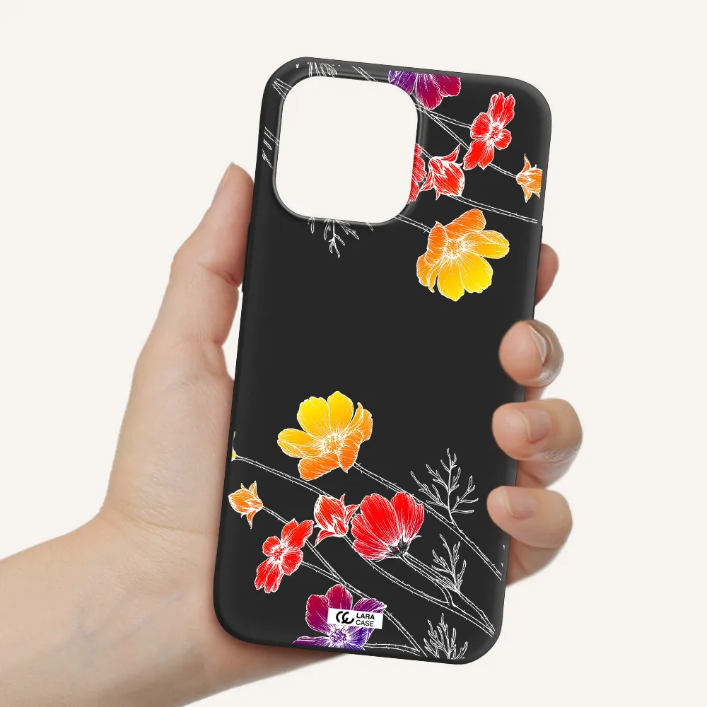 Hibiscus Flower Apple iPhone 14 pro max Silicone black Case
