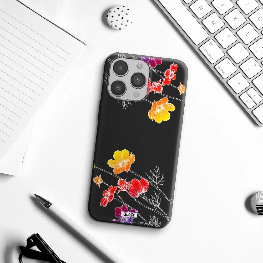 Hibiscus Flower Apple iPhone 14 pro max Silicone black Case