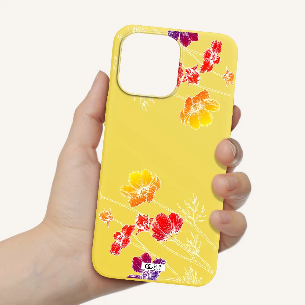 Hibiscus Flower Apple iPhone 14 pro max Silicone canary yellow Case