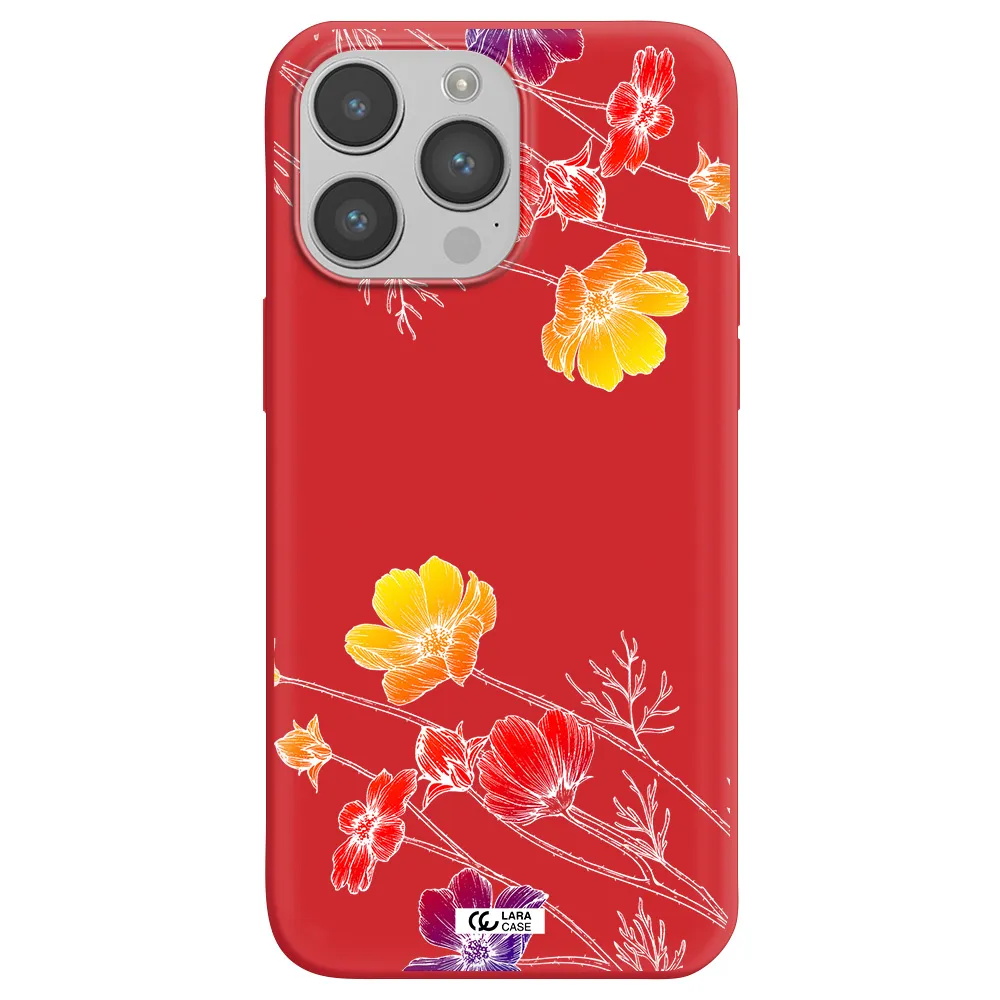 Hibiscus Flower Apple iPhone 14 pro max Silicone Imperial Red Case