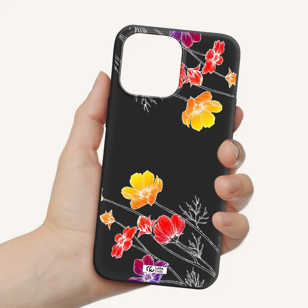 Hibiscus Flower Apple iPhone 14 pro Silicone black Case