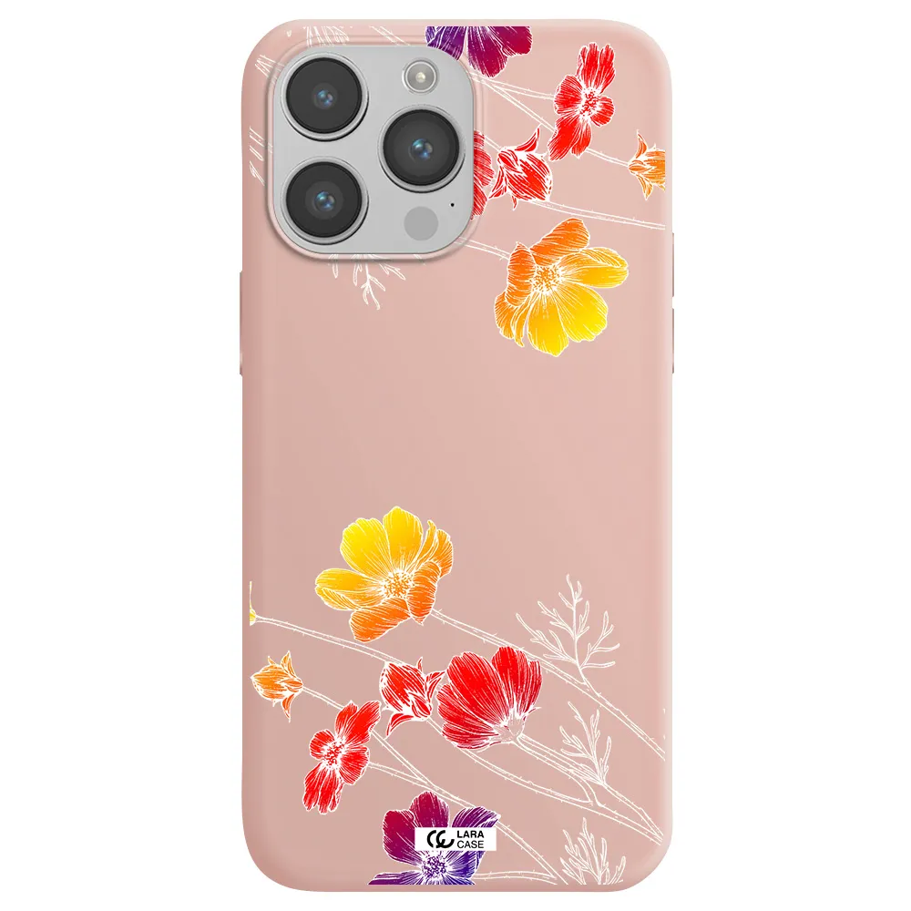 Hibiscus Flower Apple iPhone 14 pro Silicone pastel pink Case