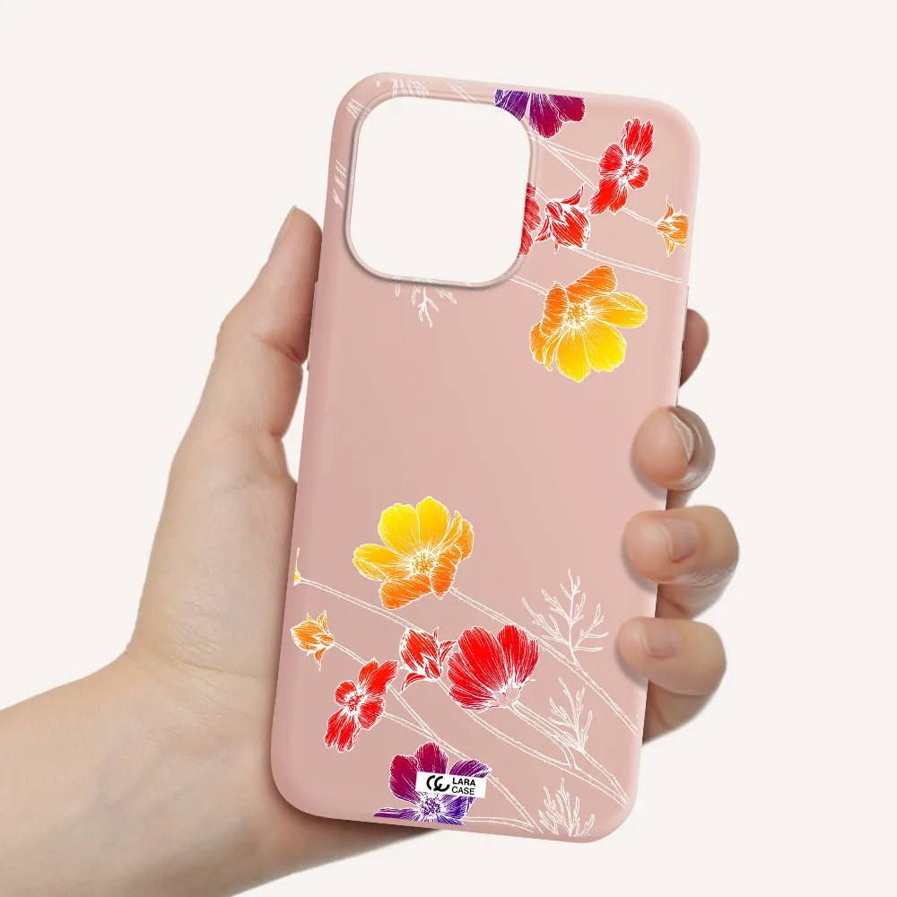 Hibiscus Flower Apple iPhone 14 pro Silicone pastel pink Case