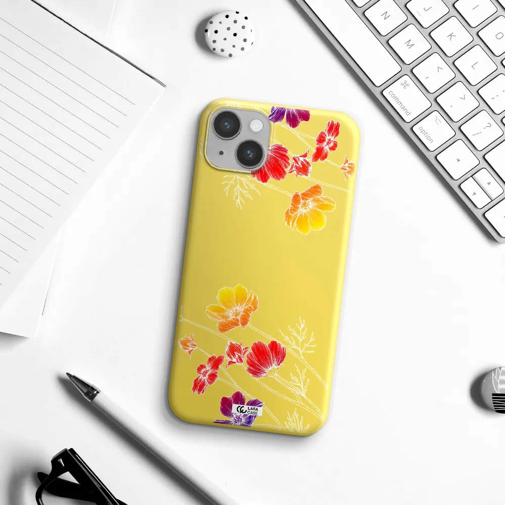 Hibiscus Flower Apple iPhone 14 Silicone canary yellow Case