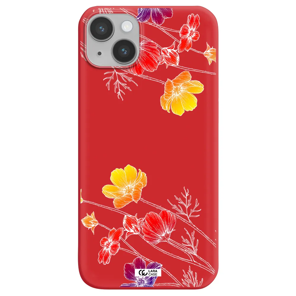 Hibiscus Flower Apple iPhone 14 Silicone Imperial Red Case