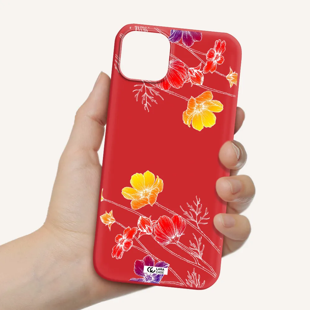 Hibiscus Flower Apple iPhone 14 Silicone Imperial Red Case