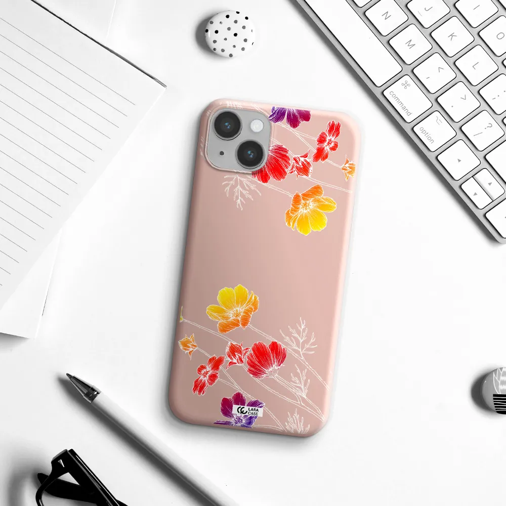 Hibiscus Flower Apple iPhone 14 Silicone pastel pink Case