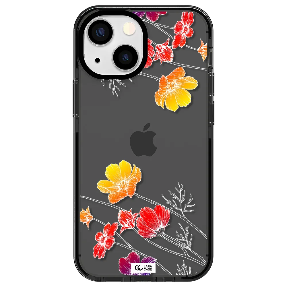 Hibiscus Flower Apple iPhone 15 impact Smoke Black Case