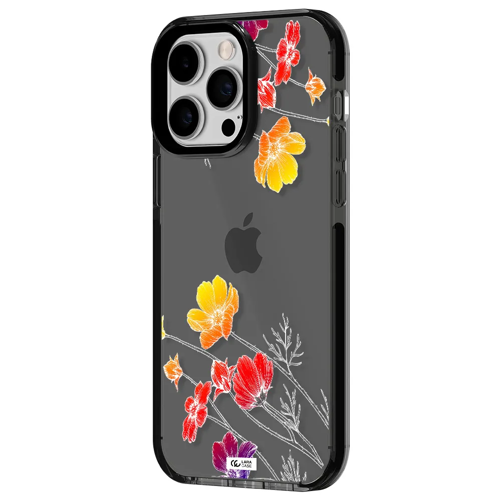 Hibiscus Flower Apple iPhone 15 Pro impact Smoke Black Case