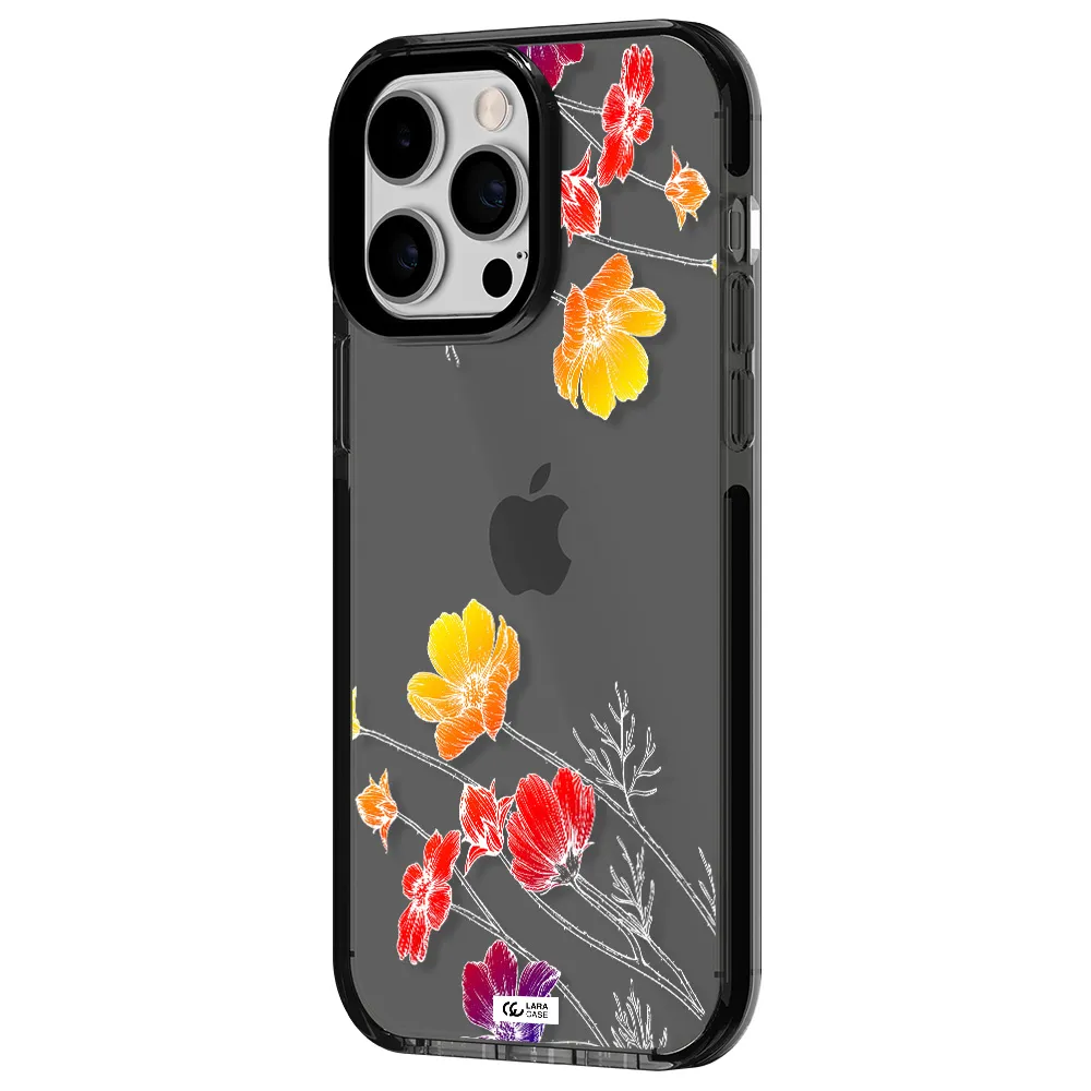 Hibiscus Flower Apple iPhone 15 Pro Max impact Smoke Black Case