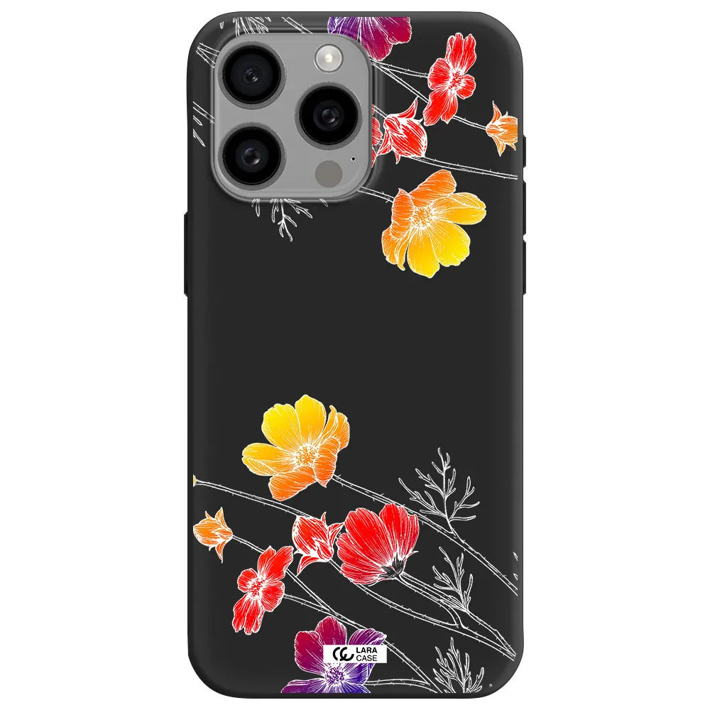 Hibiscus Flower Apple Iphone 15 Pro max Silicone black Case