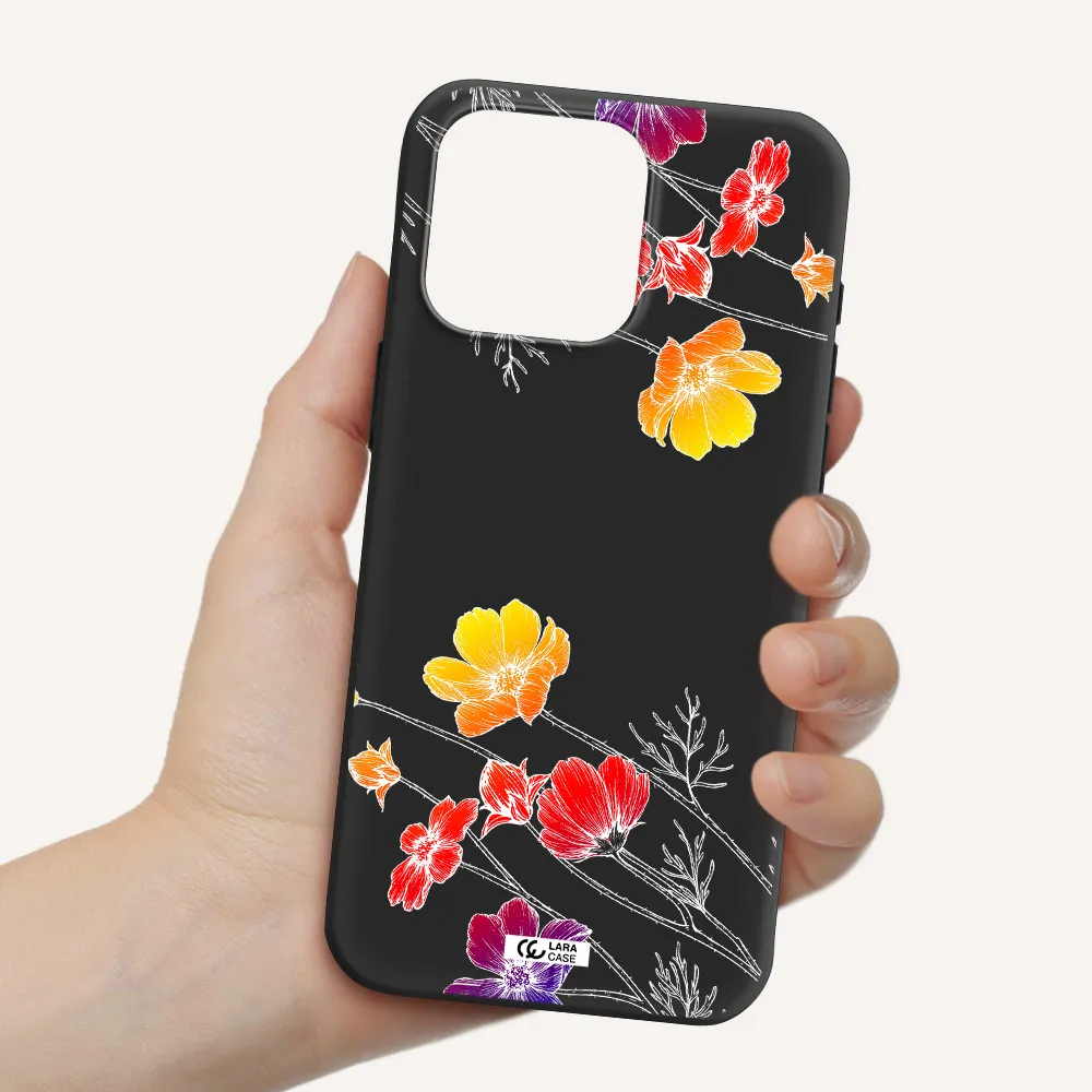 Hibiscus Flower Apple Iphone 15 Pro max Silicone black Case