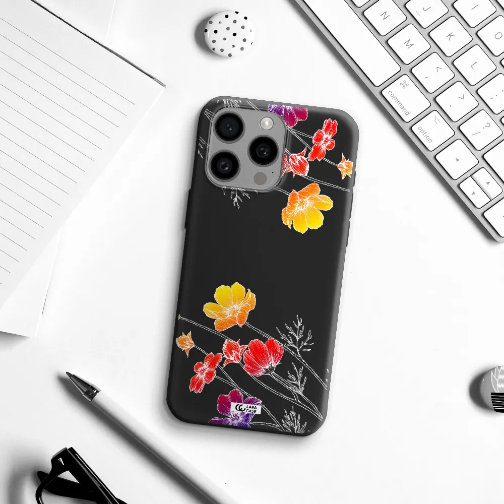 Hibiscus Flower Apple Iphone 15 Pro max Silicone black Case