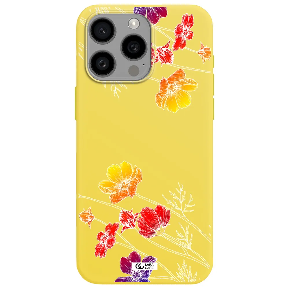 Hibiscus Flower Apple Iphone 15 Pro max Silicone canary yellow Case