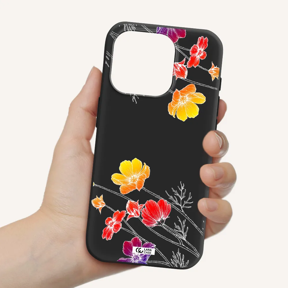 Hibiscus Flower Apple Iphone 15 Pro Silicone Black Case