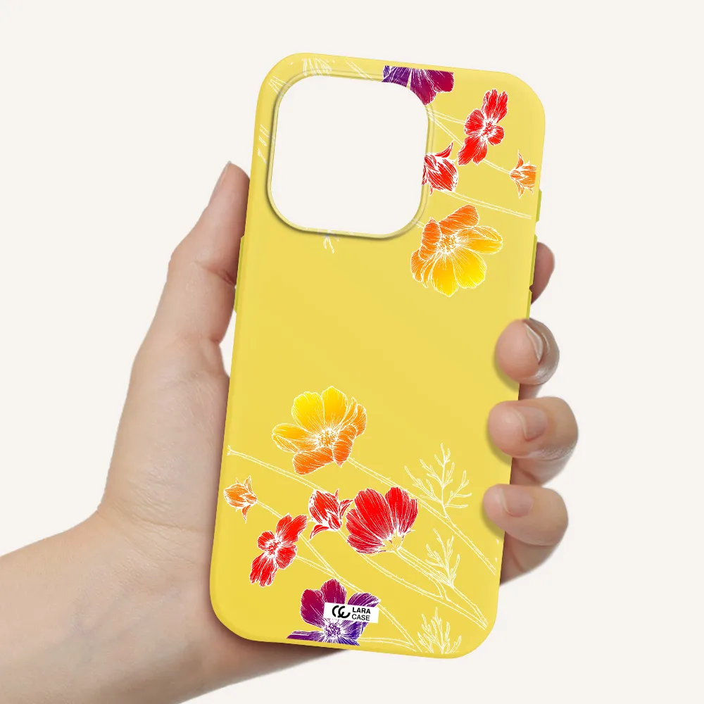 Hibiscus Flower Apple Iphone 15 Pro Silicone Canary Yellow Case