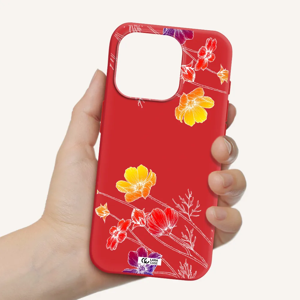 Hibiscus Flower Apple Iphone 15 Pro Silicone Imperial Red Case