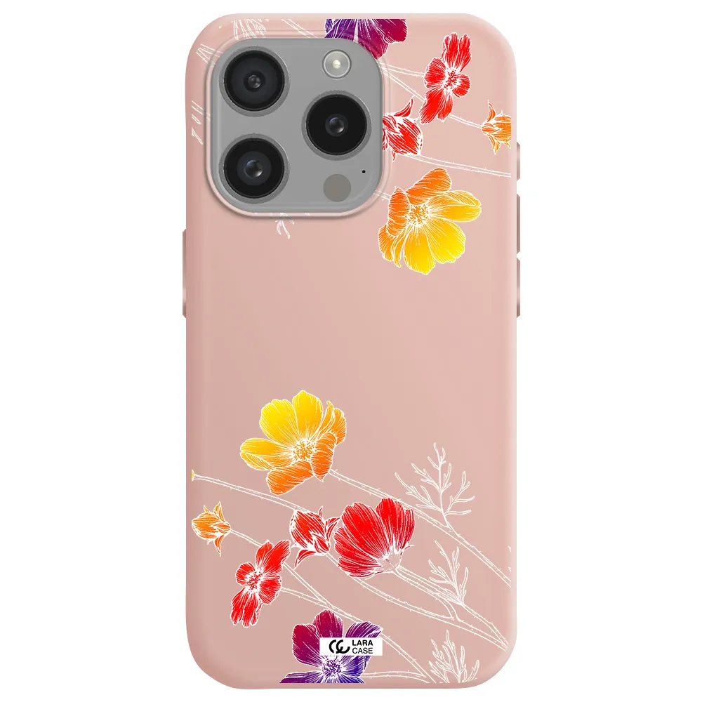 Hibiscus Flower Apple Iphone 15 Pro Silicone Pastel Pink Case
