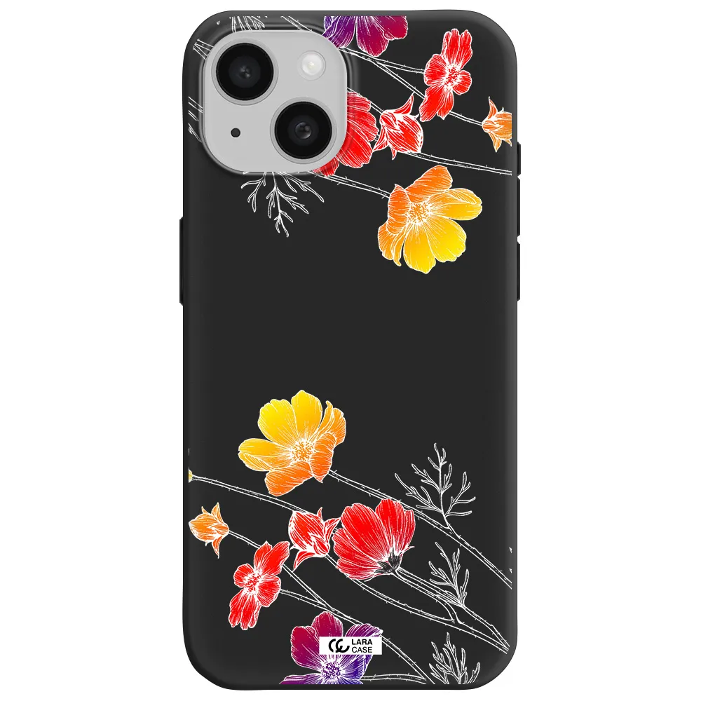 Hibiscus Flower Apple iPhone 15 Silicone black Case