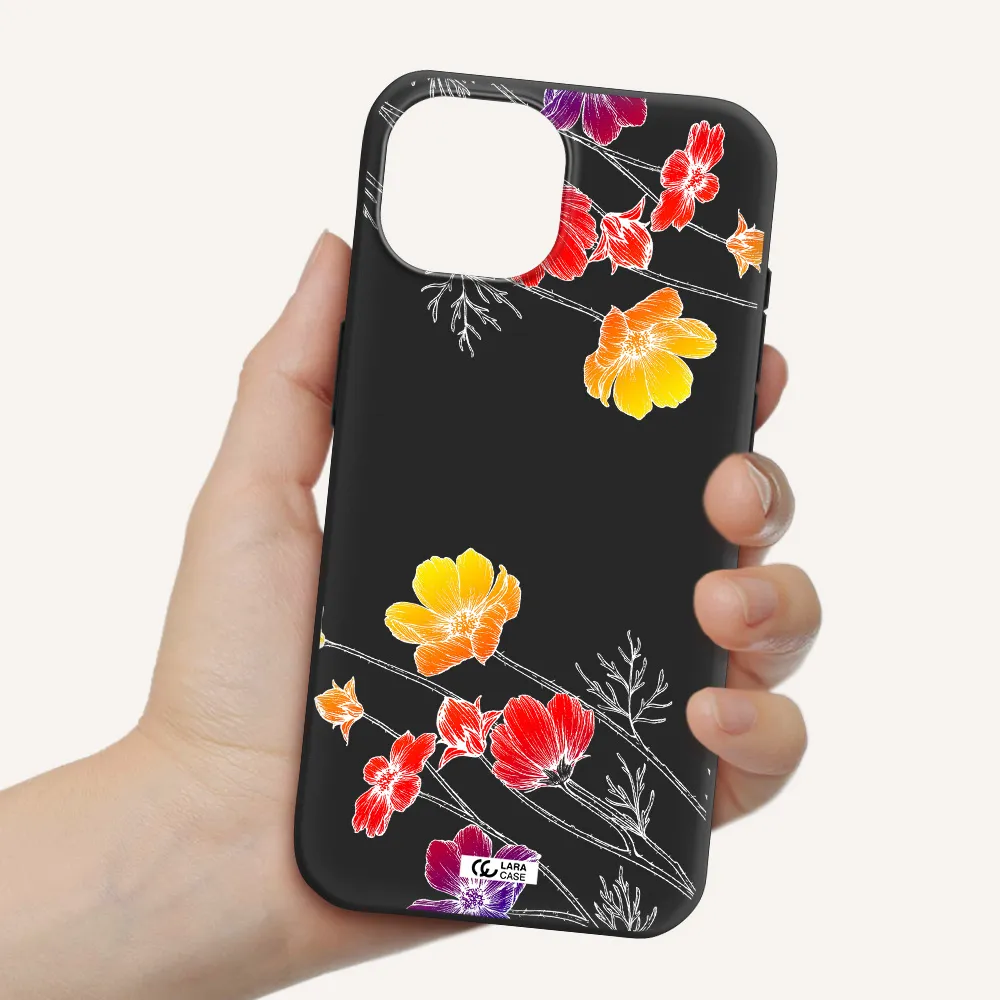 Hibiscus Flower Apple iPhone 15 Silicone black Case