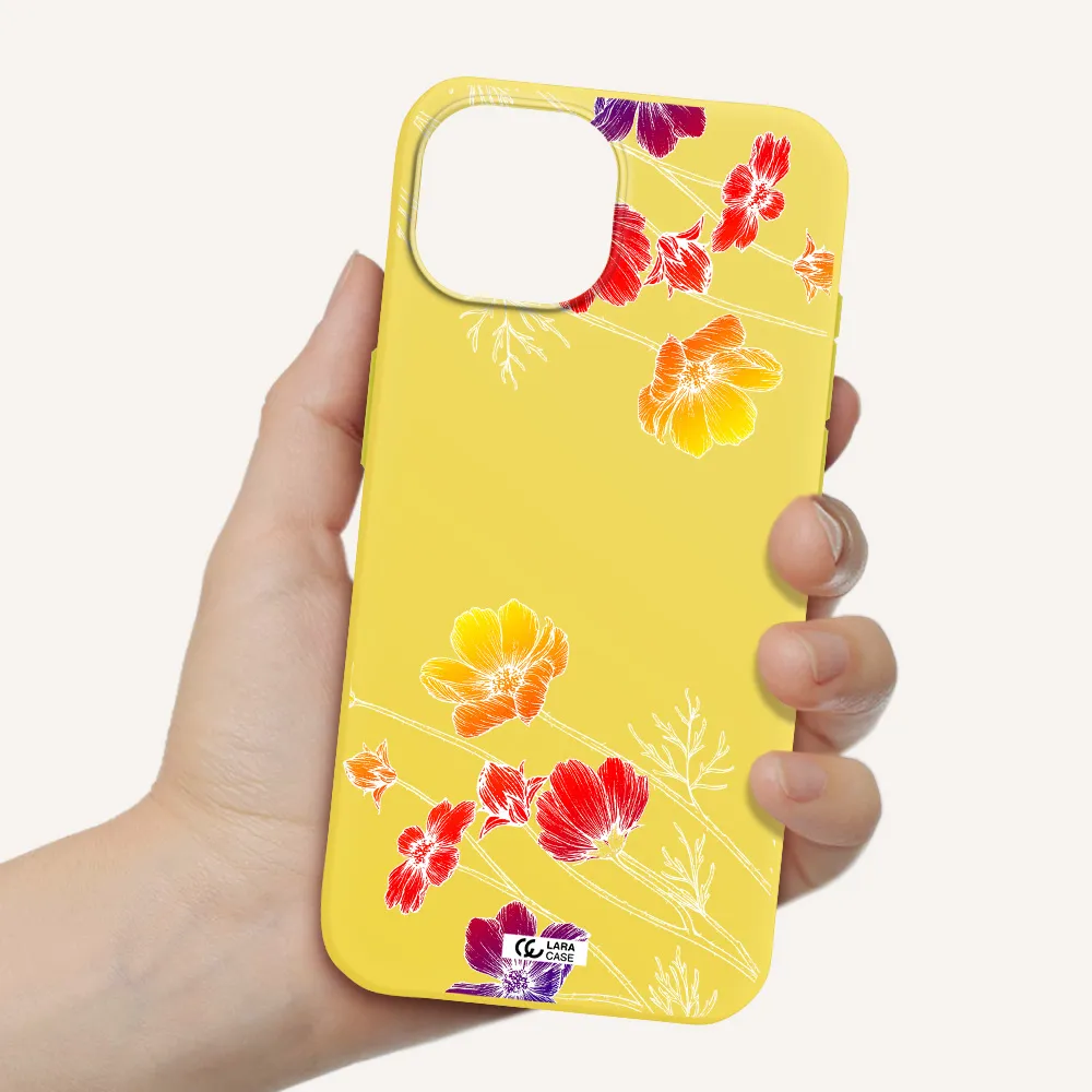 Hibiscus Flower Apple iPhone 15 Silicone canary yellow Case