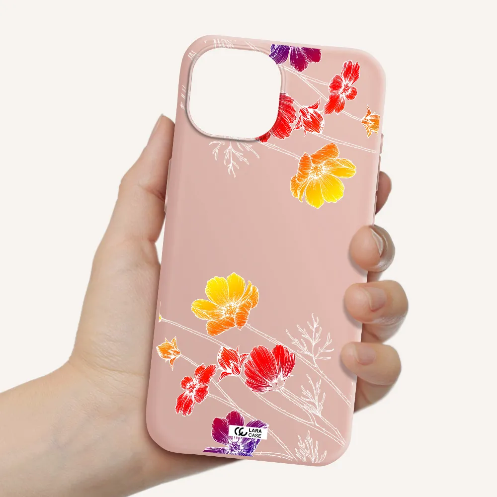 Hibiscus Flower Apple Iphone 15 Silicone Pastel Pink Case