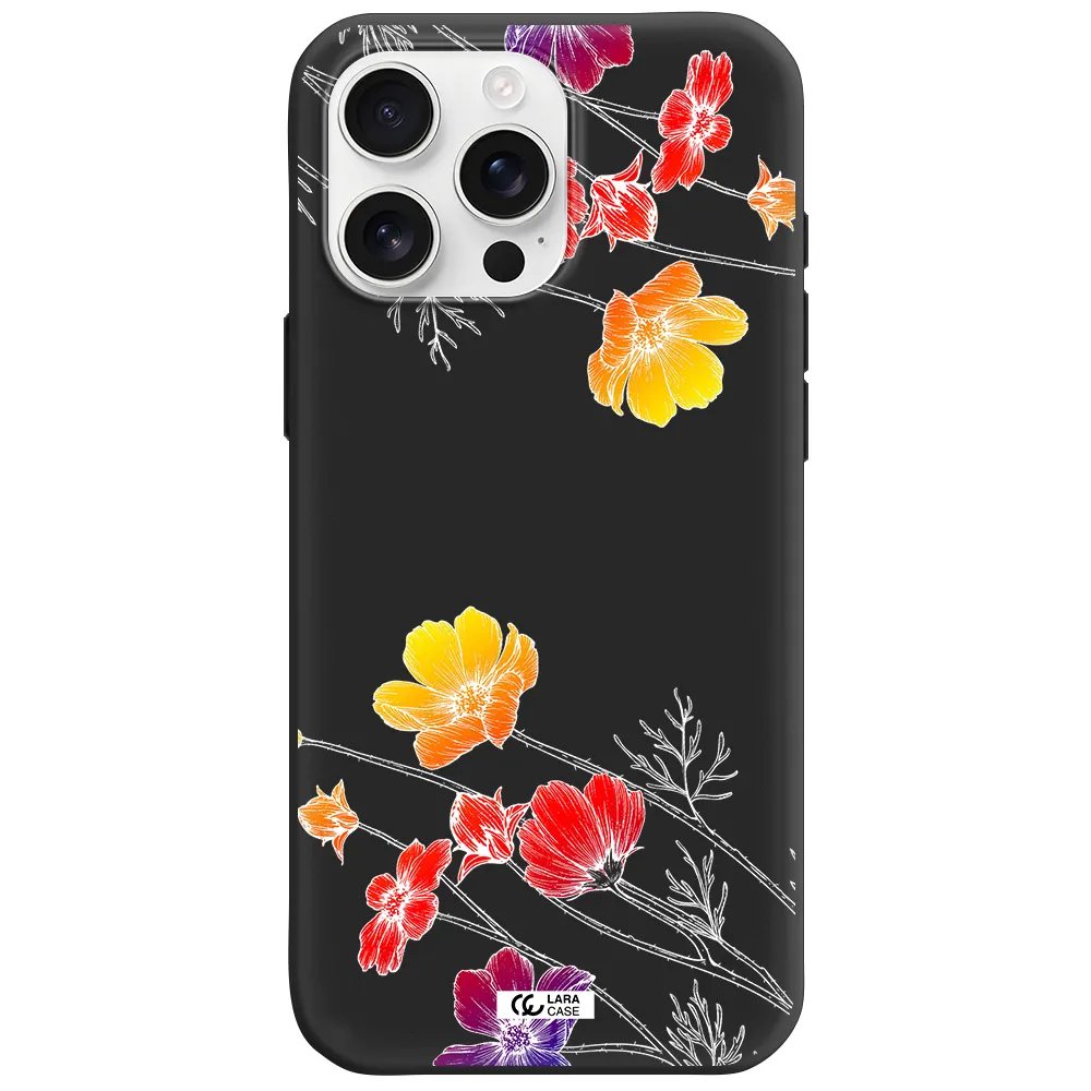 Hibiscus Flower Apple Iphone 16 Pro Max Silicone Black Case