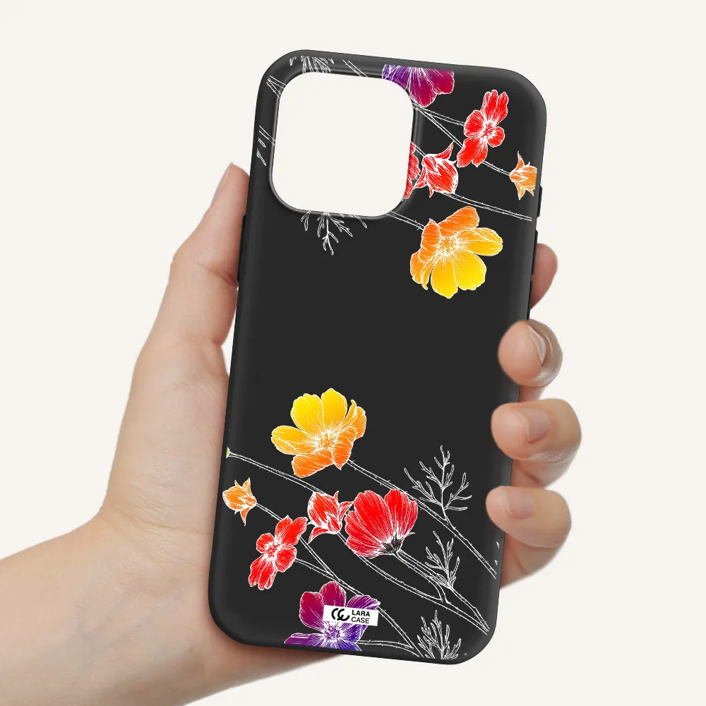 Hibiscus Flower Apple Iphone 16 Pro Max Silicone Black Case