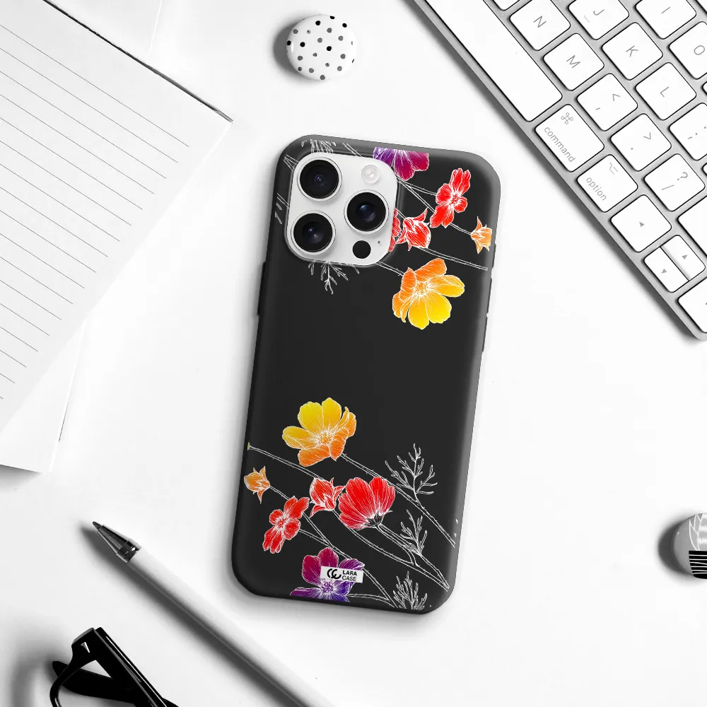 Hibiscus Flower Apple Iphone 16 Pro Max Silicone Black Case